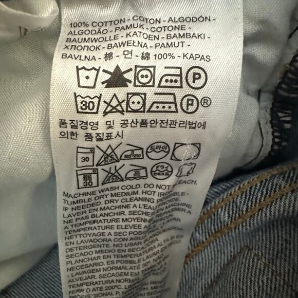 Womens Levis 505 C Orange Tab Distressed Straight Crop Blue Jeans W27 Fits 29X27 - Picture 8 of 9